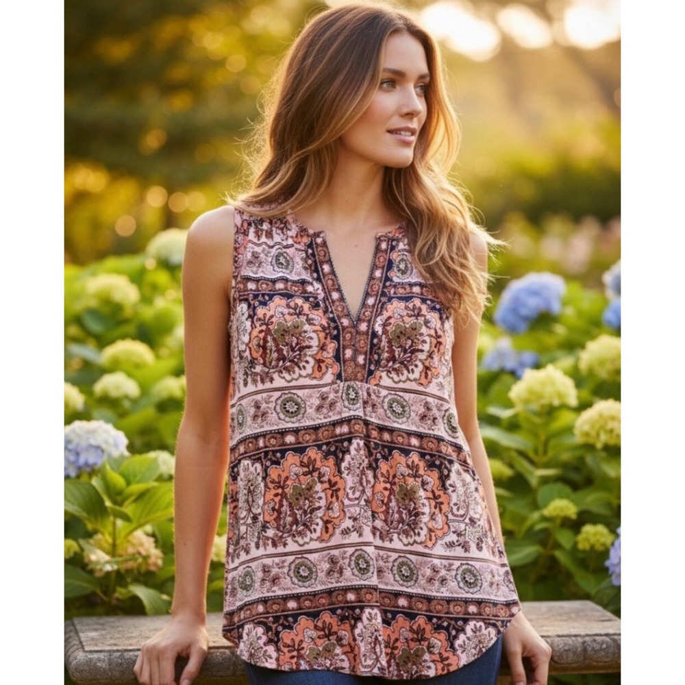💕 REPOSHED 💕 LOFT Pink Floral Paisley Sleeveless Blouse